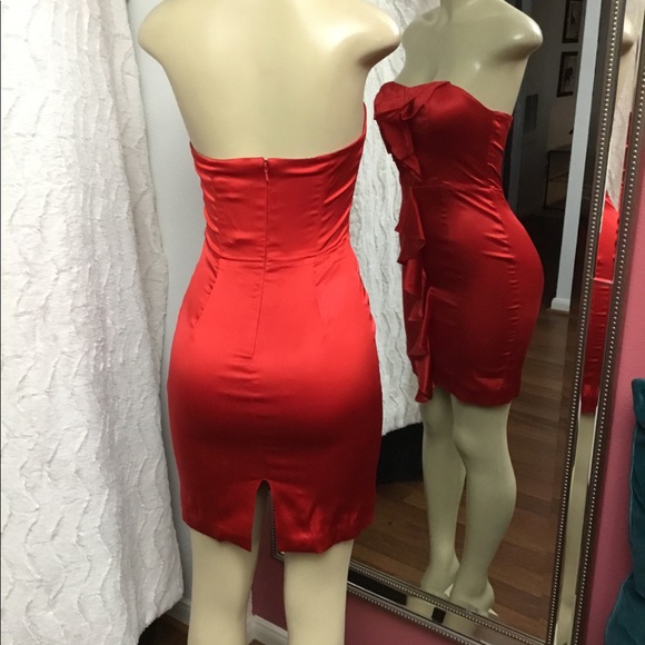 Express Red Ruffle Cocktail Dress - Picture 3 of 3